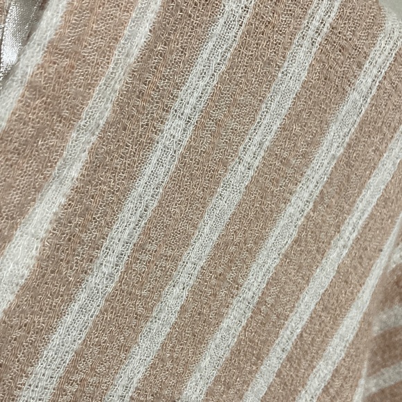 Free People Tan Striped Blouse, gauze top V-neck, single pocket, Size small - Picture 6 of 8